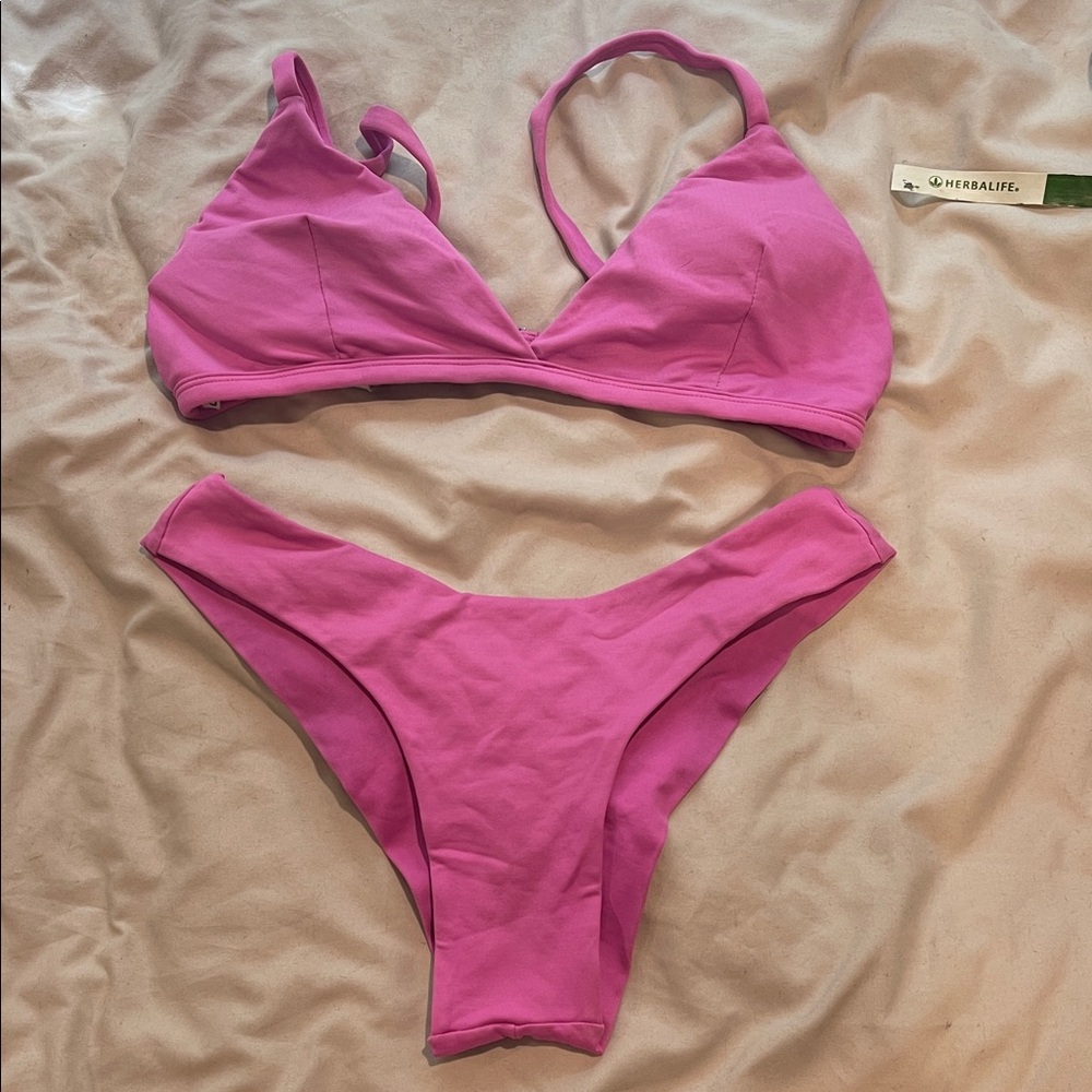 Sachii Vibrant Pink cheeky Bikini Set